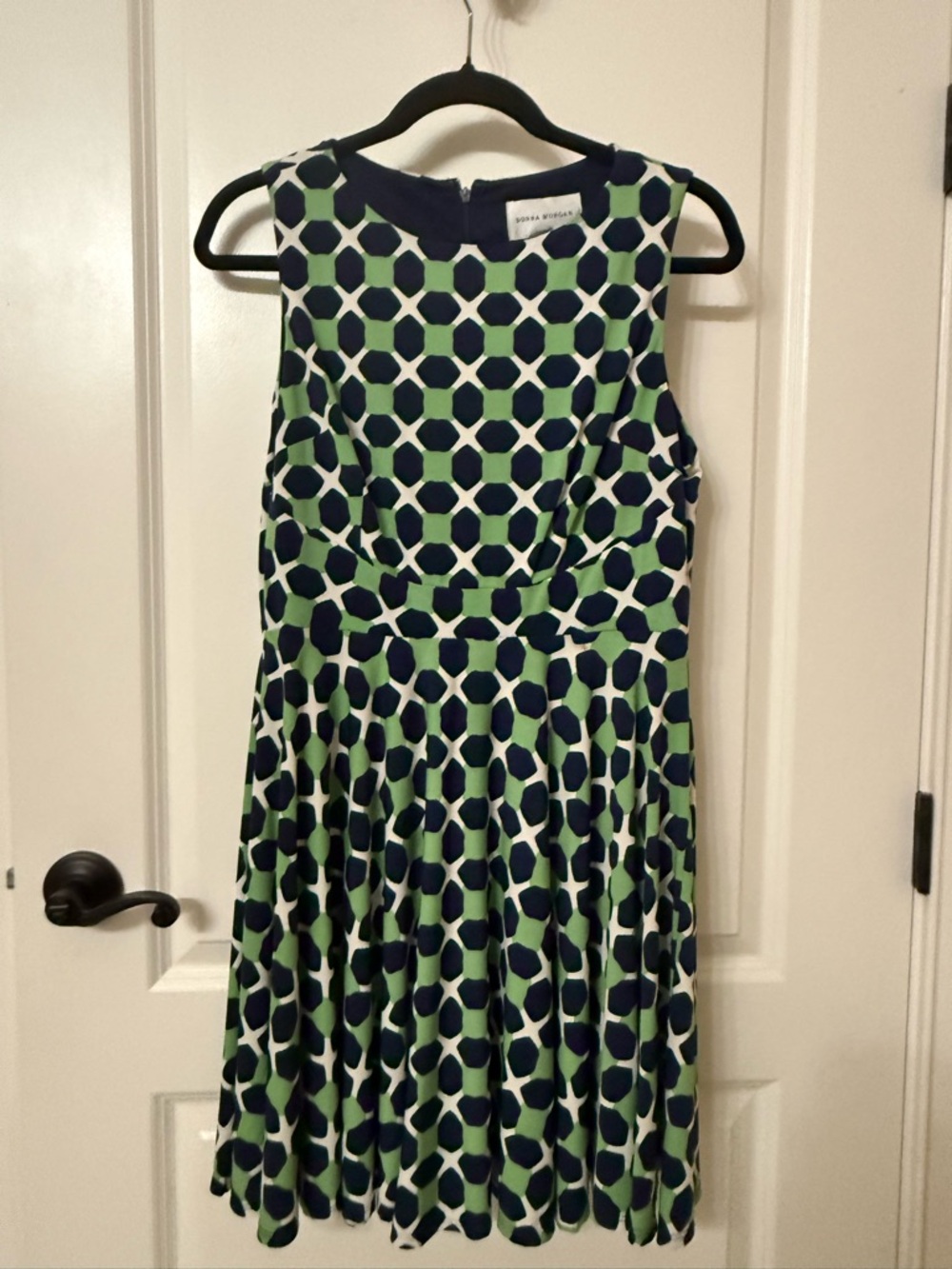 Donna Morgan Navy Dress with Green Accents. 10P